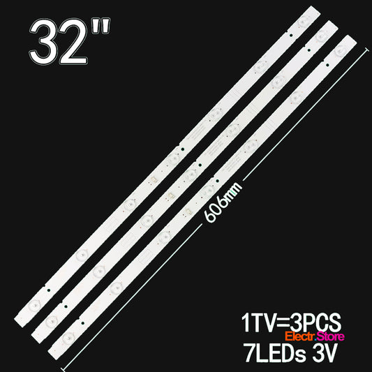 LED backlight Strip Kits, 5800-W32001-3P00, 05-20024A-04A, 606MM (3 pcs/kit), for TV 32" 32" 5800-W32001-3P00 5800-W32001-5P00 LED Backlights Skyworth STRONG SRT Electr.Store