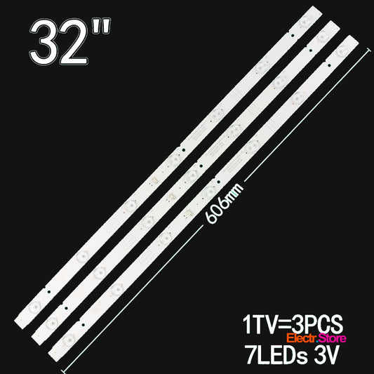 LED backlight Strip Kits, 5800-W32001-3P00, 05-20024A-04A, 606MM (3 pcs/kit), for TV 32" PANEL: LC320DXJ-SFA2 32" 5800-W32001-3P00 5800-W32001-5P00 LED Backlights Skyworth STRONG SRT Electr.Store