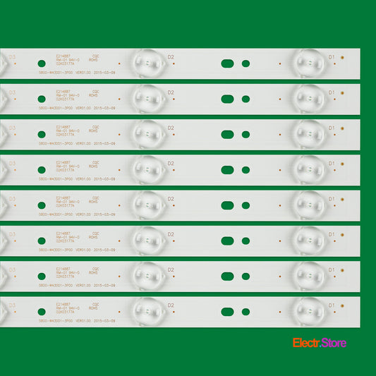 LED Backlight Strip Kits, 5800-W43001-3P00, 5800-W43001-5P00 (8 pcs/kit), for TV 42", 43" PANEL: RDL430FY 42"43" 5800-W43001-3P00 Erisson LED Backlights Polaroid Skyworth Electr.Store