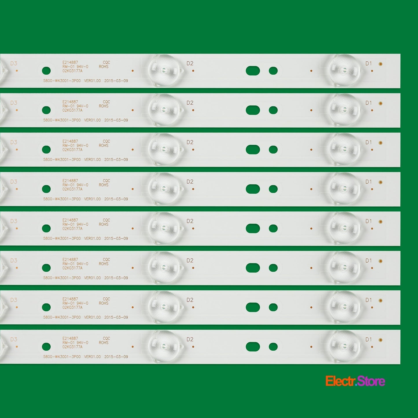 LED Backlight Strip Kits, 5800-W43001-3P00, 5800-W43001-5P00 (8 pcs/kit), for TV 42", 43" Erisson: 43LES70T2 42"43" 5800-W43001-3P00 Erisson LED Backlights Polaroid Skyworth Electr.Store