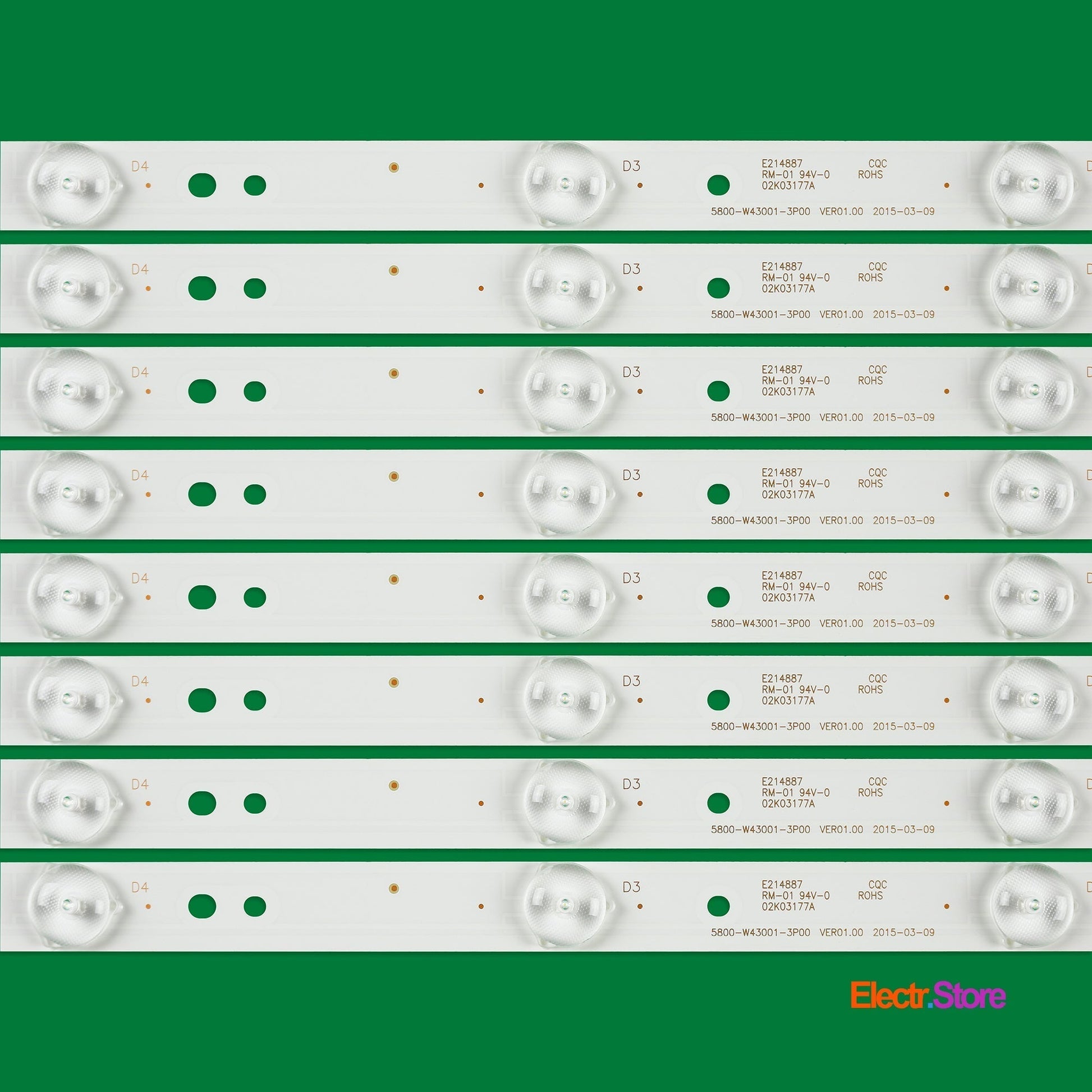 LED Backlight Strip Kits, 5800-W43001-3P00, 5800-W43001-5P00 (8 pcs/kit), for TV 42", 43" Erisson: 43LES70T2 42"43" 5800-W43001-3P00 Erisson LED Backlights Polaroid Skyworth Electr.Store