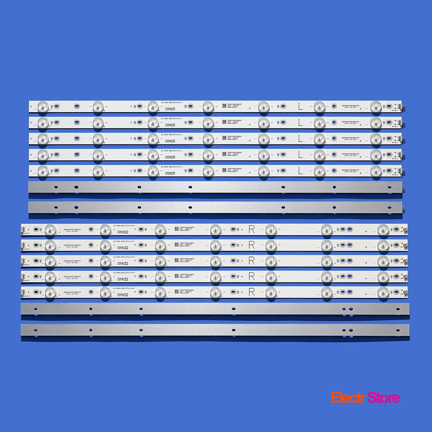 LED backlight Strip Kits, LB55072, LB-PM3030-GJD2P5557X14AGF2-L/R-Y, GJ-2K16-550-D714-V4-L/R (14 pcs/kit), for TV 55" 01N31 01N32 55" GJ-2K16-550-D714-V4 LED Backlights PHILIPS Electr.Store