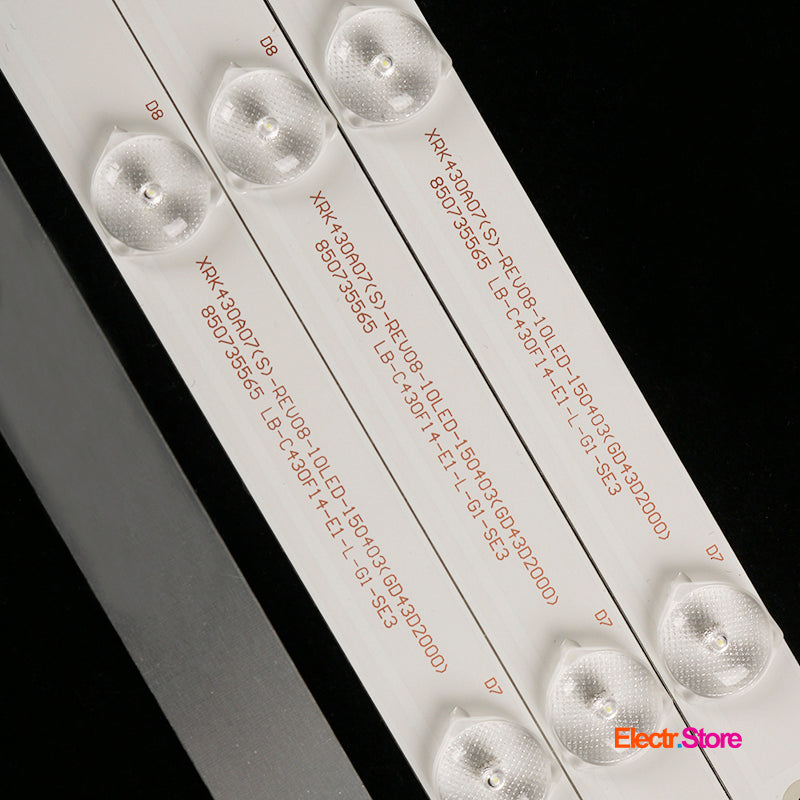 LED backlight Strip Kits SVJ430A07, GD43D2000, LB-C430F14-E1-L-G1-SE3 (4 pcs/kit), for TV 43" No Brand: T290A4RZ32 43" Hitachi LB-C430F14-E1-L-G1-SE3 LED Backlights No Brand SANYO Electr.Store