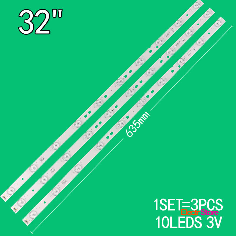 LED Backlight Strip Kits, LED315D10-07(B), 30331510219 (3 pcs/kit), for TV 32" PHILIPS: 32PAL5358/T3 30331510219 32" CABELTECH Haier JVC Kruger&Matz LED Backlights LED315D10-07(B) Multi Mystery Others PHILIPS SANYO SLE TCL Telefunken Vivax Electr.Store