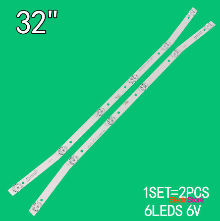 LED Backlight Strip Kits, JS-D-JP32DM-061EC, E32DM1000, MS-L2082 V2 (2 pcs/kit), for TV 32" Akai: UA32DM1100T2 32" Akai BBK BQ Crown Digma Ergo Erisson FUSION LED Backlights MS-L2082 V2 Multi Nordmende Others ROWA Electr.Store