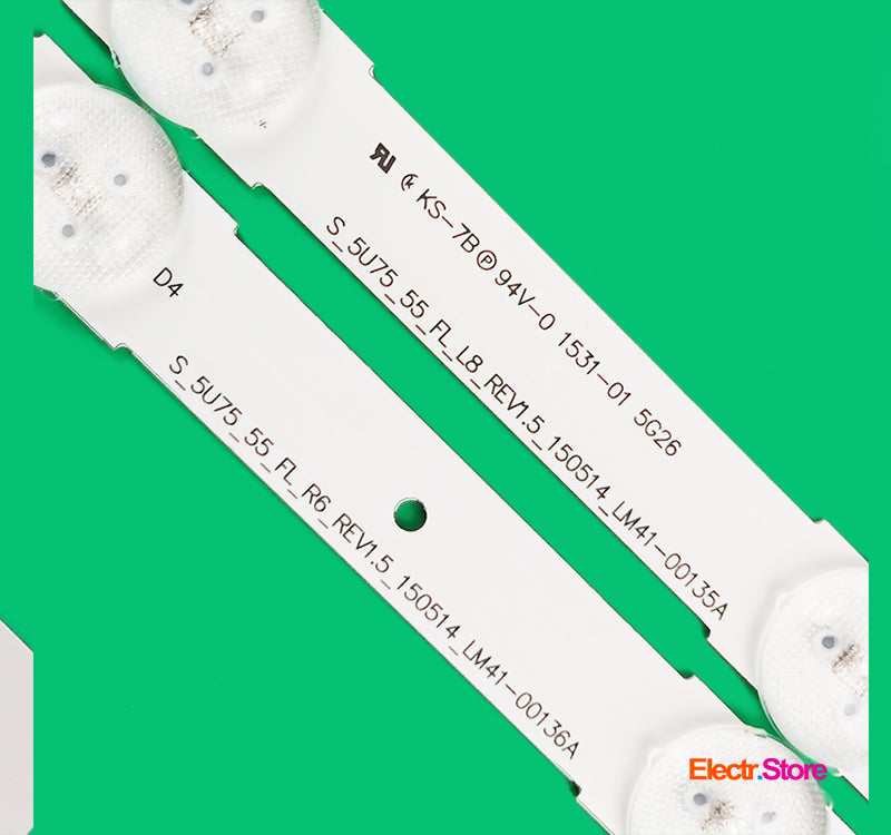 LED Backlight Strip Kits, LM41-00135A, LM41-00136A, V5DU-550DCA-R1, V5DU-550DCB-R1 (12 pc/kit), for TV 55" 55" LED Backlights LM41-00135A LM41-00136A S_5U75_55_FL Samsung V5DU-550DCA-R1 V5DU-550DCB-R1 Electr.Store