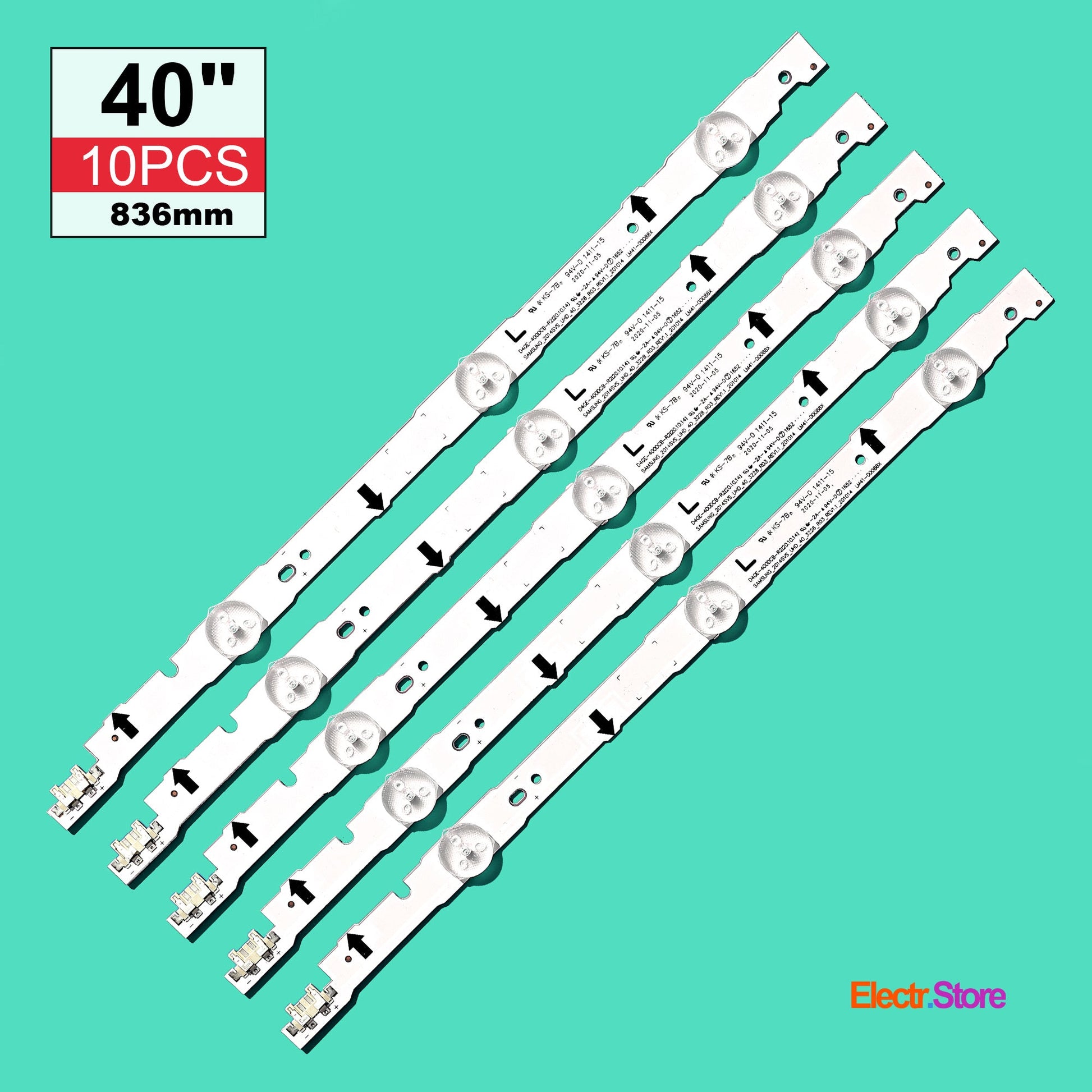 LED Backlight Strip Kits, 2014SVS_UHD_40_3228, BN96-30449A, BN96-30450A, D4GE-400DCA-R2, D4GE-400DCB-R2 (10 pcs/kit), for TV 40" SAMSUNG: UE40H5090, UE40H5100, LH40DBEPLGC, LH40DMEPLGC 2014SVS_UHD_40 40" D4GE-400DCA-R2 D4GE-400DCB-R2 LED Backlights Samsung Electr.Store