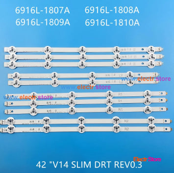 LED Backlight Strip Kits, 42" V14 SLIM DRT REV0.3, 6916L-1807A, 6916L-1808A, 6916L-1809A, 6916L-1810A (10 pcs/kit), for TV 42", PNANSONIC: TX-42AS740E, TX-42AS650B, TX-42ASW654, TX-42AS750E 42" 42" V14 slim DRT 6916L-1807A 6916L-1808A 6916L-1809A 6916L-1810A LED Backlights PANASONIC Electr.Store
