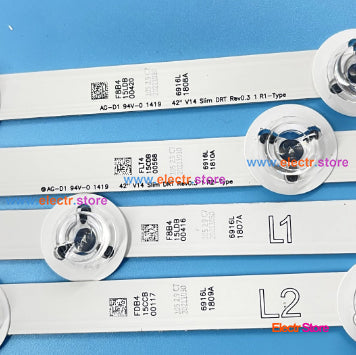 LED Backlight Strip Kits, 42" V14 SLIM DRT REV0.3, 6916L-1807A, 6916L-1808A, 6916L-1809A, 6916L-1810A (10 pcs/kit), for TV 42", PNANSONIC: TX-42AS740E, TX-42AS650B, TX-42ASW654, TX-42AS750E 42" 42" V14 slim DRT 6916L-1807A 6916L-1808A 6916L-1809A 6916L-1810A LED Backlights PANASONIC Electr.Store