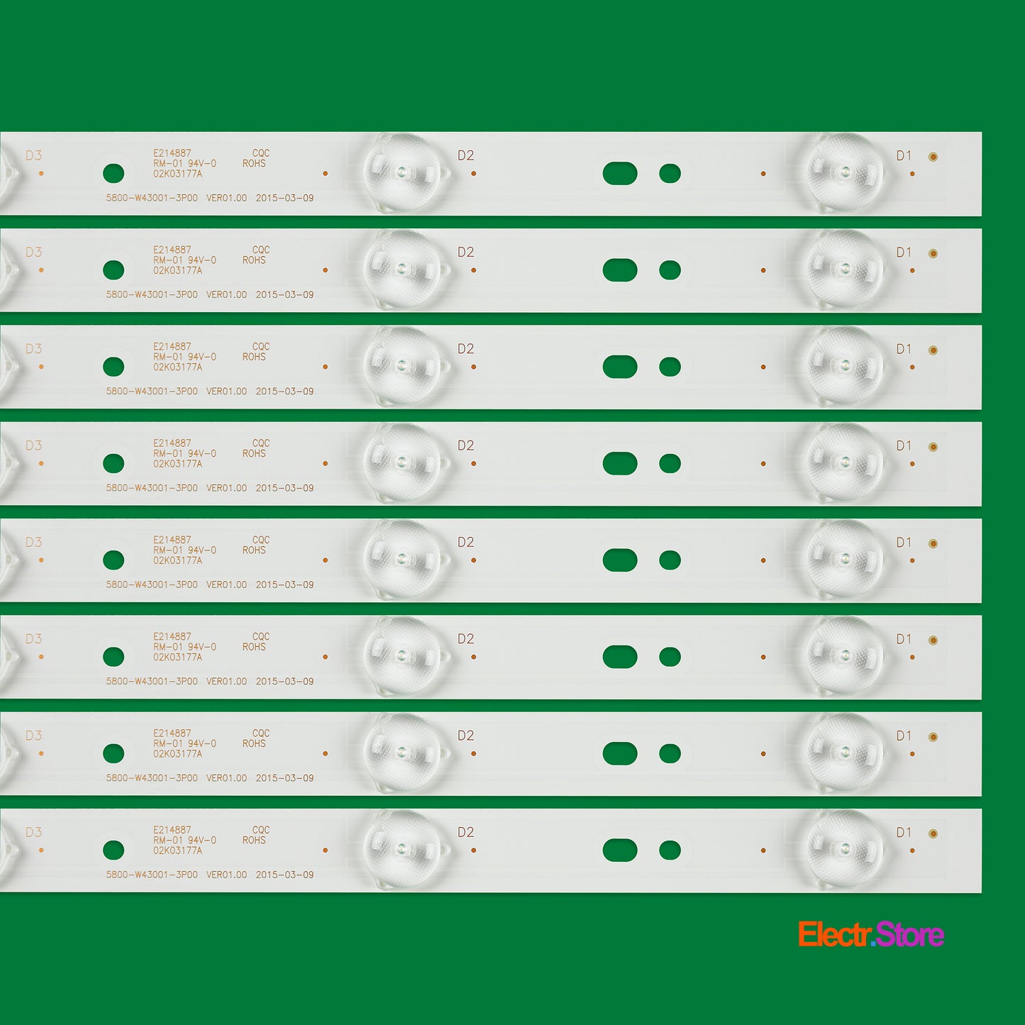 LED Backlight Strip Kits, 5800-W43001-3P00, 5800-W43001-5P00 (8 pcs/kit), for TV 42", 43" 42"43" 5800-W43001-3P00 Erisson LED Backlights Polaroid Skyworth Electr.Store