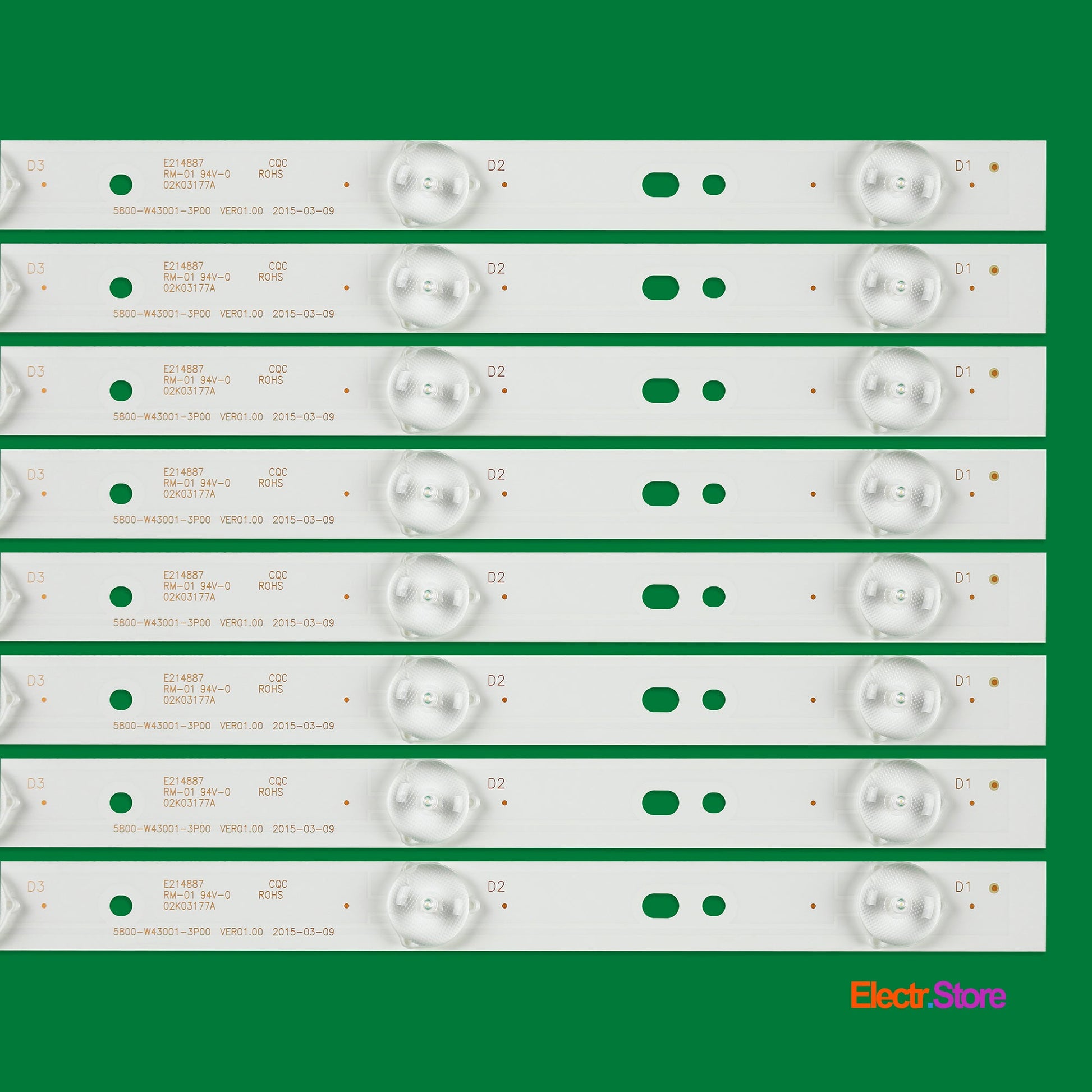 LED Backlight Strip Kits, 5800-W43001-3P00, 5800-W43001-5P00 (8 pcs/kit), for TV 42", 43" PANEL: RDL430FY 42"43" 5800-W43001-3P00 Erisson LED Backlights Polaroid Skyworth Electr.Store