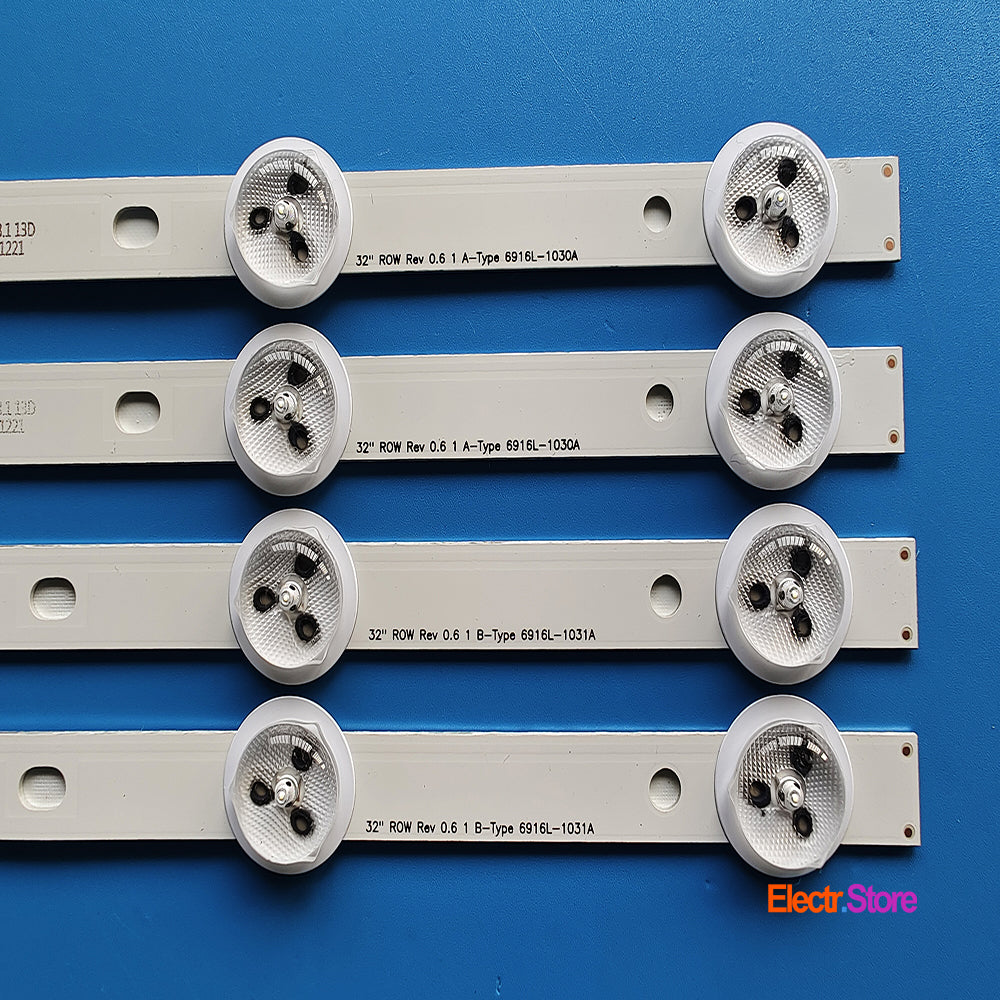 LED Backlight Strip Kits, 32" ROW REV 0.6 1_A/B-Type, 6916L-1030A/6916L-1031A, 6916L-0881A/6916L-0923A (4 pcs/kit), for TV 32" 32" 32" ROW 6916L-1030A 6916L-1031A AOC BLAUPUNKT LED Backlights LG PHILIPS Electr.Store