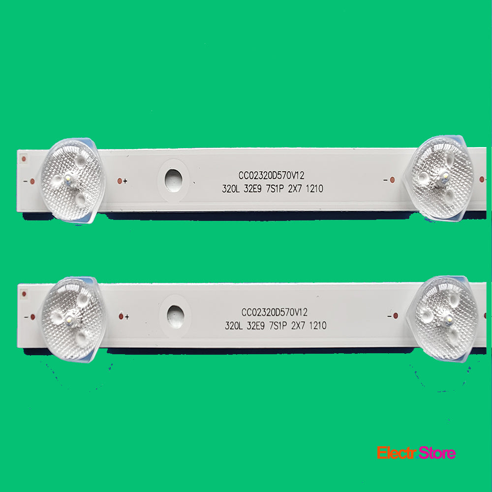 LED Backlight Strip Kits, CC02320D570V12 320L 32E9 7S1P 2X7 1210 (2 pcs/kit), for TV 32" ProScan: PLDV321300-C 32" 320L 32E9 7S1P 2X7 1210 Akai Akira AMCV AOC CC02320D570V12 Dexp Digma FUSION Hi Hyundai LEBEN LED Backlights LEVEL Matrix ORION Proscan RCA Starwind Yuno Electr.Store