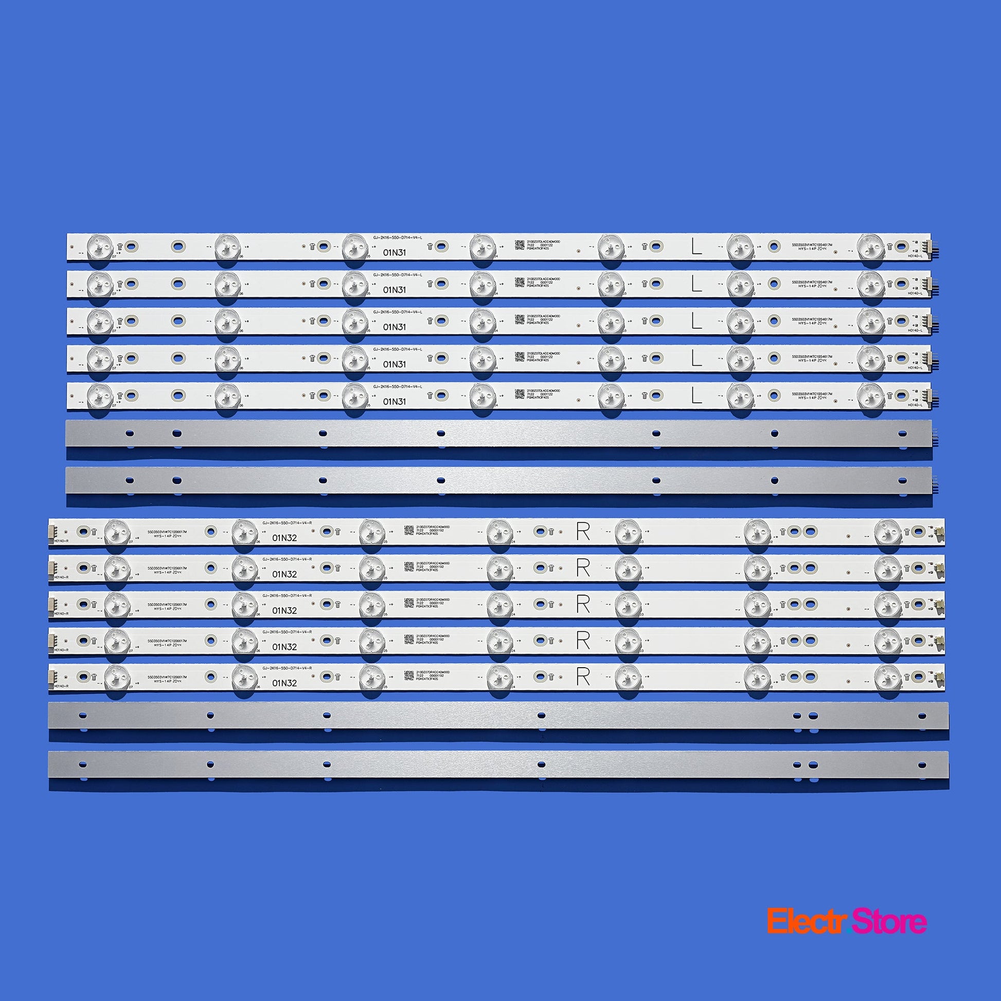 LED backlight Strip Kits, LB55072, LB-PM3030-GJD2P5557X14AGF2-L/R-Y, GJ-2K16-550-D714-V4-L/R (14 pcs/kit), for TV 55" PANEL: TPT550J1-QUBN0.K, TPT550U2 01N31 01N32 55" GJ-2K16-550-D714-V4 LED Backlights PHILIPS Electr.Store