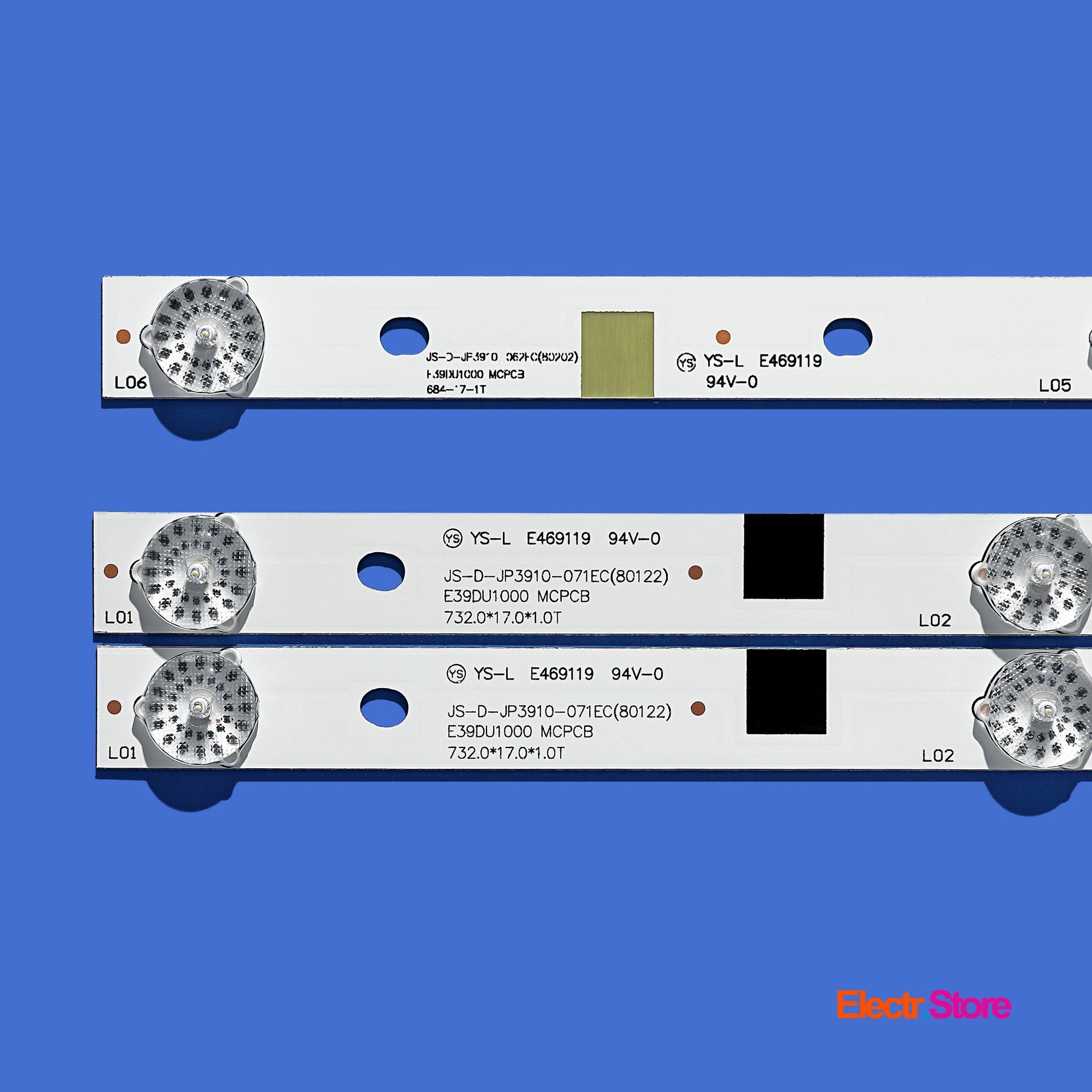 LED Backlight Strip Kits, JS-D-JP3910-071EC, JS-D-JP3910-061EC, E39DU1000, 7/6/7LED (3 pcs/kit), for TV 39"40" ROWA: LED39C310A 39"40" Akai E39DU1000 JS-D-JP3910-061EC JS-D-JP3910-071EC LED Backlights Panda ROWA Electr.Store