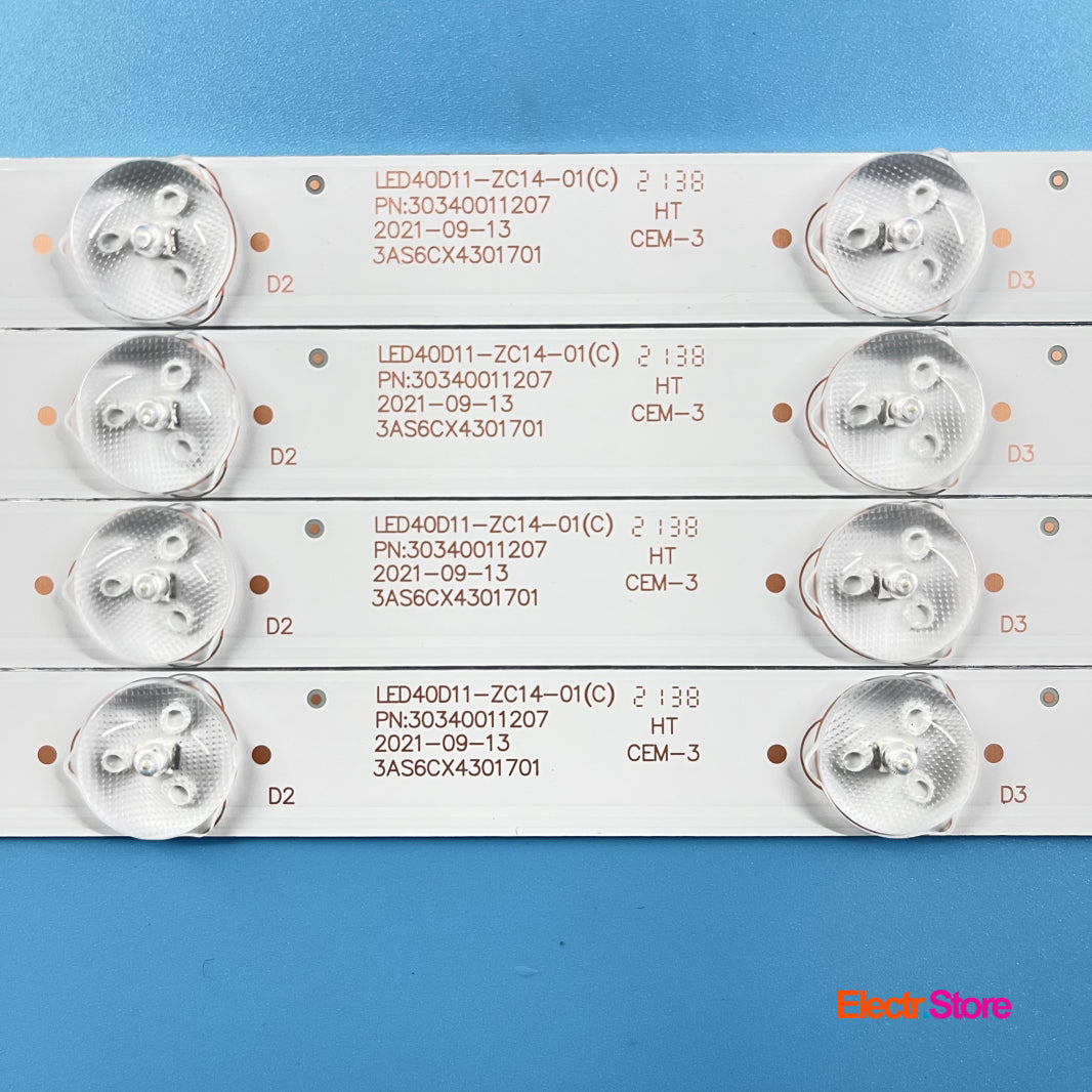 LED Backlight Strip Kits, LED40D11-ZC14-01/02, 30340011207/08 (8 pcs/kit), for TV 40" Haier: LE40F3000W, D40MF7090 40" Haier LED Backlights LED40D11-ZC14-01 LED40D11-ZC14-02 TCL Electr.Store