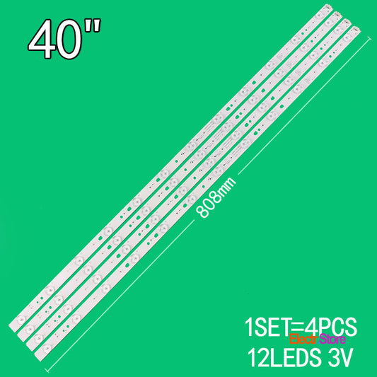 LED Backlight Strip Kits, LED40D12-02/03(A), 30340012205 (4 pcs/kit), for TV 40" Kruger&Matz: KM0240 30340012205 40" Haier Kruger&Matz LED Backlights LED40D12-02/03(A) TCL Electr.Store