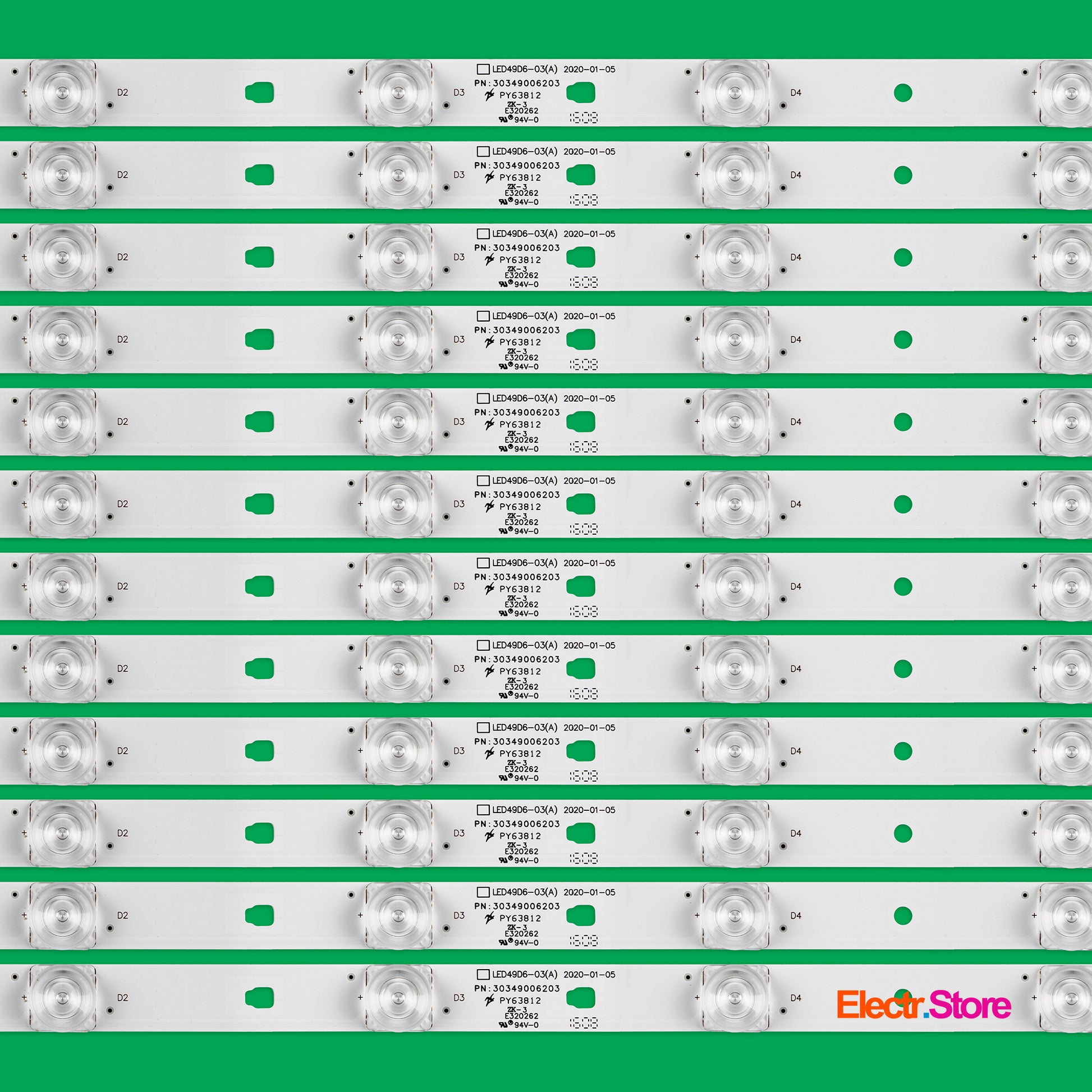 LED Backlight Strip Kits, LED49D6-03(A), 30349006203, LED50D6-ZC14AG-03 (12 pcs/kit), for TV49", 50" 30349006203 49"50" Chonghong FunTV Haier LED Backlights LED49D6-03(A) Multi Others Panda Electr.Store