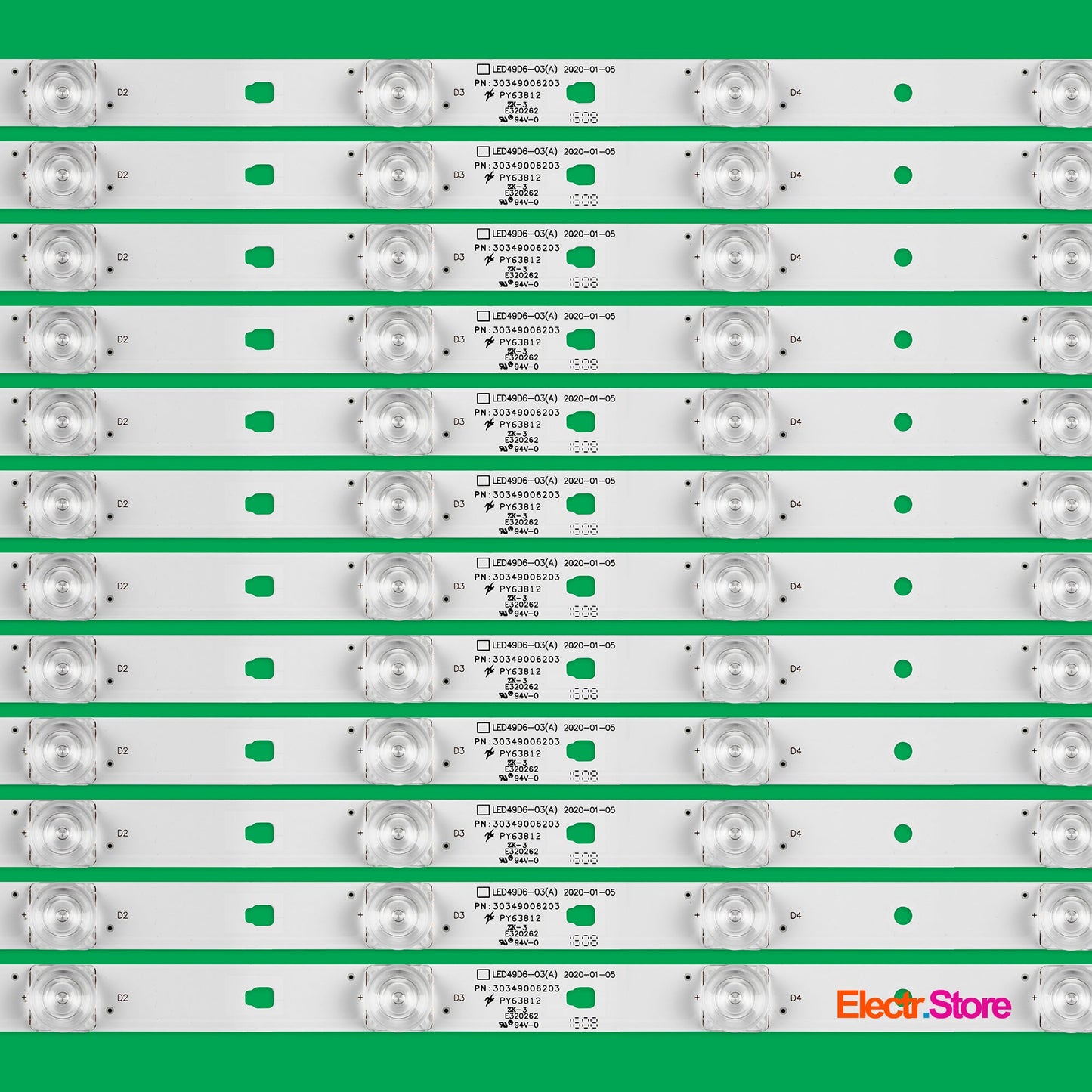 LED Backlight Strip Kits, LED49D6-03(A), 30349006203, LED50D6-ZC14AG-03 (12 pcs/kit), for TV49", 50" Chonghong: 49U1 30349006203 49"50" Chonghong FunTV Haier LED Backlights LED49D6-03(A) Multi Others Panda Electr.Store