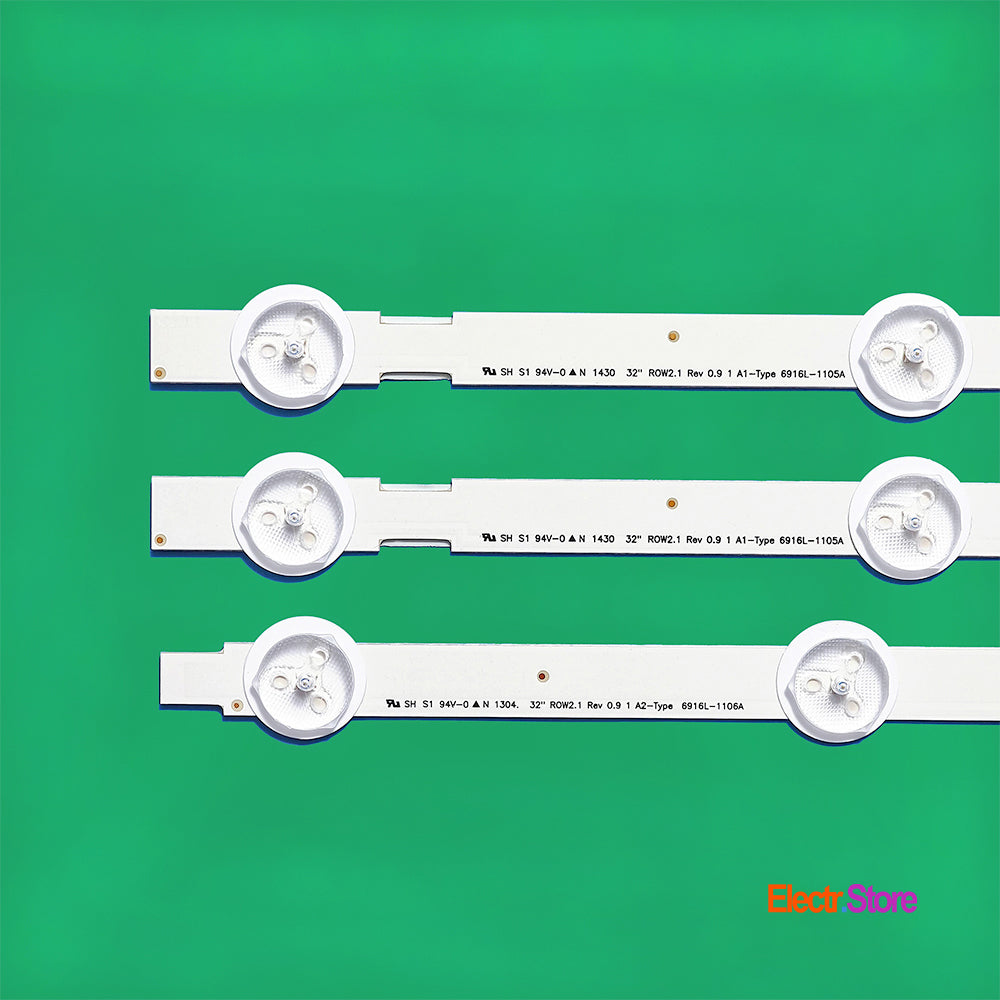 LED Backlight Strip Kits, 32"ROW2.1 Rev0.9 1_A1/A2-Type, 6916L-1105A/6916L-1106A, 6916L-1204A/6916L-1205A, 7/8/7LED (3pcs/kit), for TV 32" 32" 32"ROW2.1 Rev0.9 1 6916L-1105A 6916L-1106A GRUNDIG LED Backlights LG Electr.Store