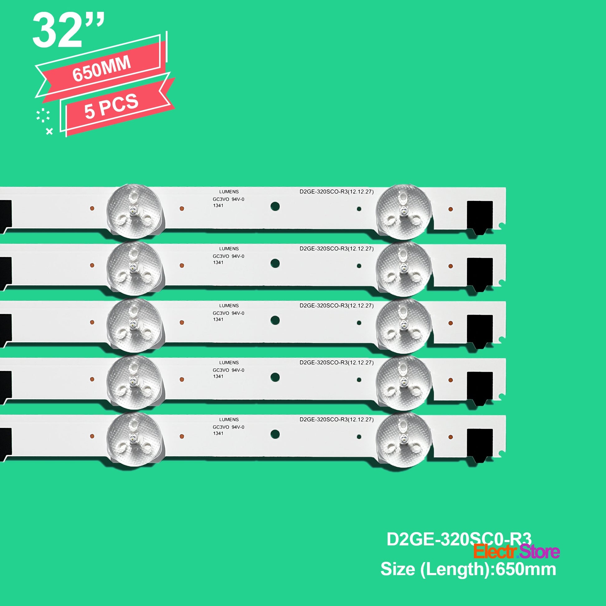 LED Backlight Strip Kits, 2013SVS32F, 2013SVS32H, BN96-28489A, BN96-25300A, BN96-25299A, D2GE-320SC0-R3 (5 pcs/kit), for TV 32" PANEL: CYHF320BGLV1H, CYHF320BGLV2H, CY-HF320CSLV1H, HF320AGH-C1, HF320AGH-R1 32" D2GE-320SC0-R3 LED Backlights Samsung Electr.Store