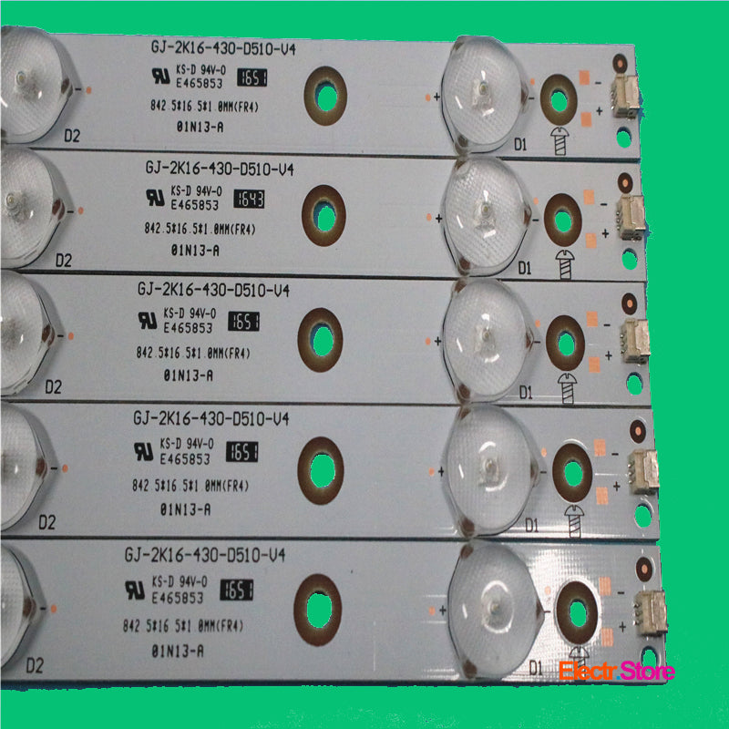 LED backlight Strip Kits, GJ-2K16-430-D510-V4, LB43101, LB-PF3528-GJD2P5C435X10-B, LB-PF3528-GJD2P5C435X10-H (5 pcs/kit), for TV 43" 43" GJ-2K16-430-D510-V4 LB-PF3528-GJD2P5C435X10-B LED Backlights PHILIPS Electr.Store